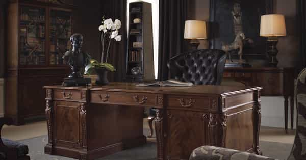 gentleman's study desk is the centerpiece